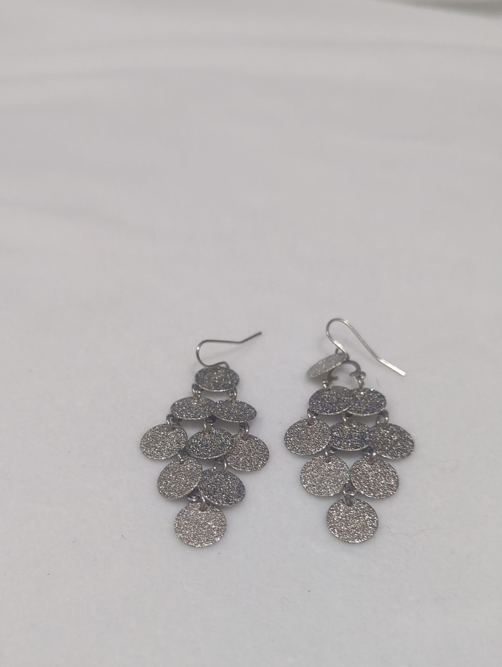 Silver Glitter Disc Cascade Drop Earrings - Women Jewelry